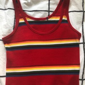 Red top with rainbows